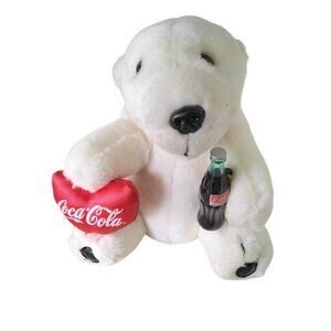 Vintage 1993 Coca-Cola Plush Bear W/Heart and Coke in Paws